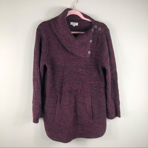 Style & Co Womens Burgundy Shoulder Button Sweater